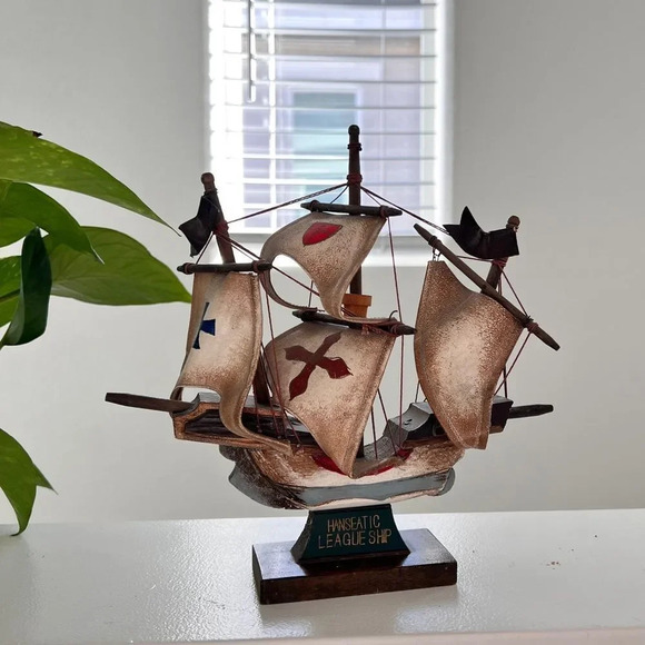 Hanseatic League Ship Model Nautical Home Shelf Decor Maritime Vintage-Style‎ - Picture 1 of 6